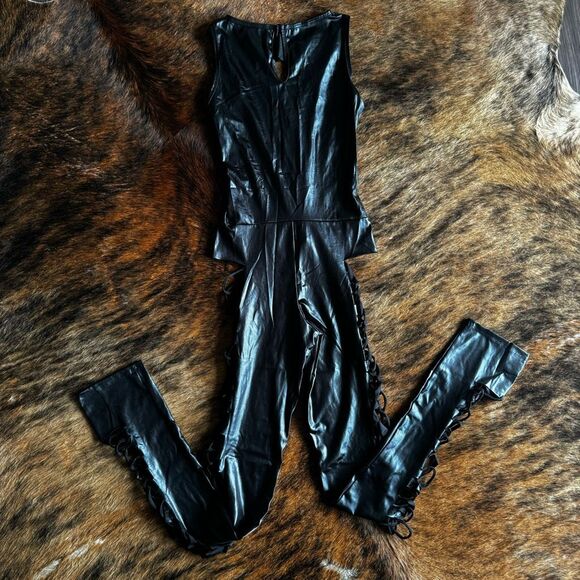 Espiral Lingerie Black Spandex Sexy Cut-Out One Piece Jumpsuit - Picture 5 of 8